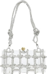 Acrylic Evening Handbag Clear Clutch Purse Chic Sparkly Bling Hobo Bag for Party Wedding Club with Rhinestones Strap